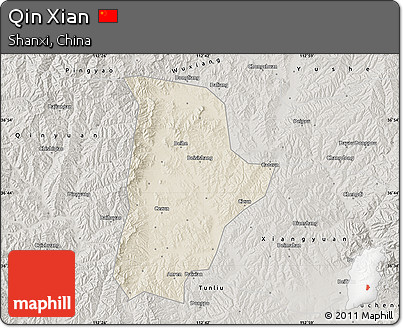 Shaded Relief Map of Qin Xian, semi-desaturated