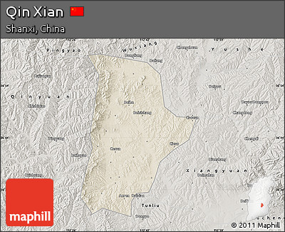Shaded Relief Map of Qin Xian, semi-desaturated