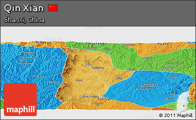 Physical Panoramic Map of Qin Xian, political outside