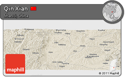 Shaded Relief Panoramic Map of Qin Xian