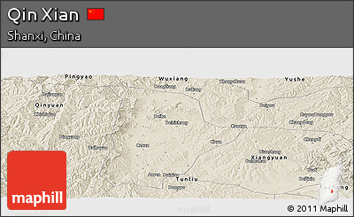 Shaded Relief Panoramic Map of Qin Xian