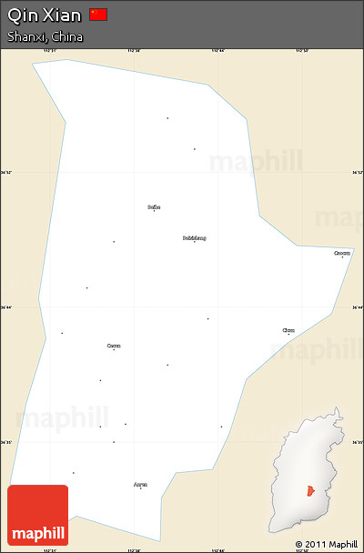 Classic Style Simple Map of Qin Xian, single color outside