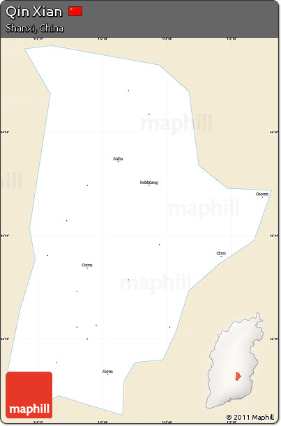 Classic Style Simple Map of Qin Xian, single color outside