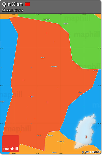 Political Simple Map of Qin Xian
