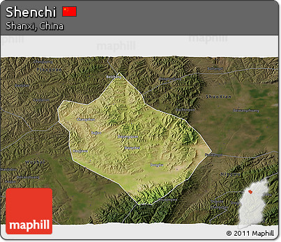 Satellite 3D Map of Shenchi, darken