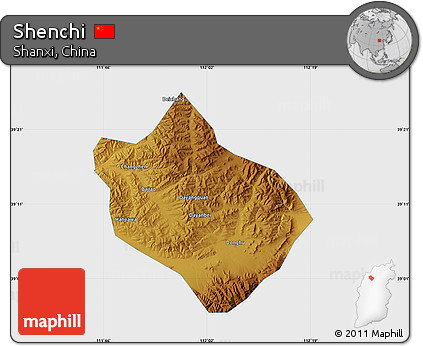Physical Map of Shenchi, single color outside