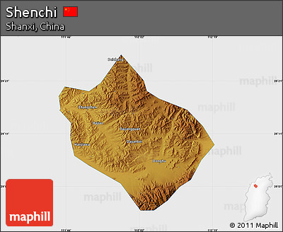 Physical Map of Shenchi, single color outside