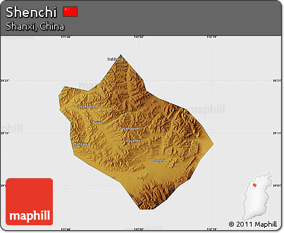 Physical Map of Shenchi, single color outside