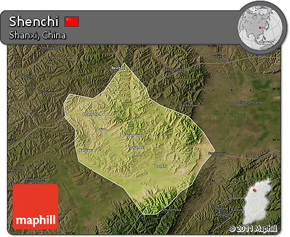 Satellite Map of Shenchi, darken