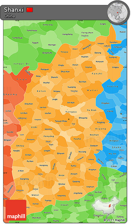 Political Shades Simple Map of Shanxi