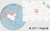 Gray Location Map of Tunliu, highlighted country, hill shading