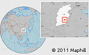 Gray Location Map of Tunliu, highlighted parent region, hill shading