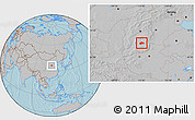 Gray Location Map of Tunliu, hill shading