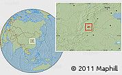 Savanna Style Location Map of Tunliu, hill shading