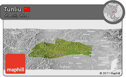 Satellite Panoramic Map of Tunliu, lighten, desaturated