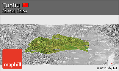 Satellite Panoramic Map of Tunliu, lighten, desaturated