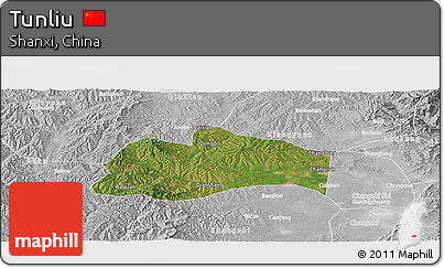 Satellite Panoramic Map of Tunliu, lighten, desaturated