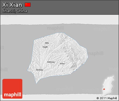 Gray 3D Map of Xi Xian, single color outside