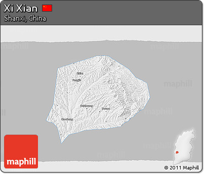 Gray 3D Map of Xi Xian, single color outside