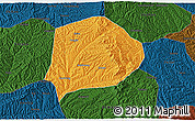Political 3D Map of Xi Xian, darken