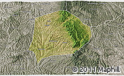 Satellite 3D Map of Xi Xian, semi-desaturated