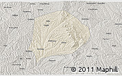 Shaded Relief 3D Map of Xi Xian, semi-desaturated