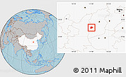 Gray Location Map of Xi Xian, highlighted country, hill shading