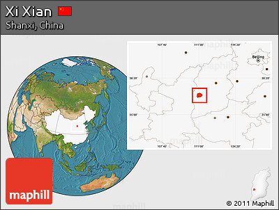 Satellite Location Map of Xi Xian, highlighted country
