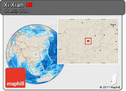 Shaded Relief Location Map of Xi Xian