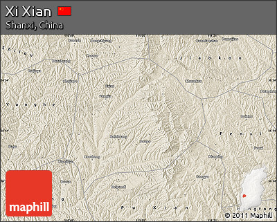 Shaded Relief Map of Xi Xian