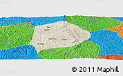 Shaded Relief Panoramic Map of Xi Xian, political outside
