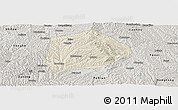 Shaded Relief Panoramic Map of Xi Xian, semi-desaturated