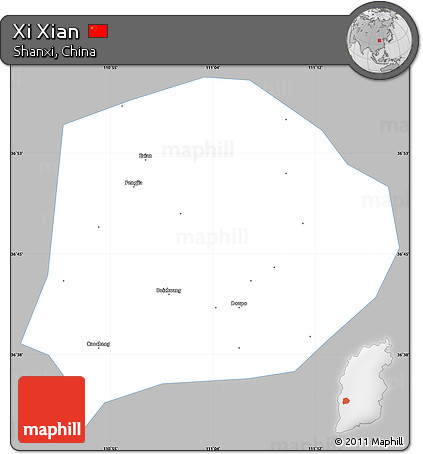 Gray Simple Map of Xi Xian, single color outside