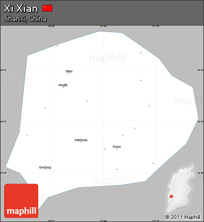 Gray Simple Map of Xi Xian, single color outside