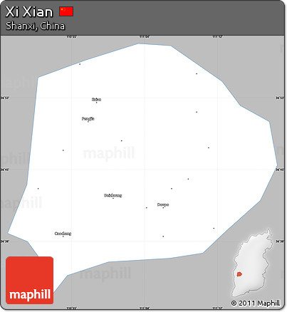 Gray Simple Map of Xi Xian, single color outside