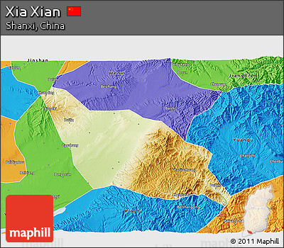Physical 3D Map of Xia Xian, political outside