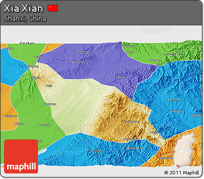 Physical 3D Map of Xia Xian, political outside