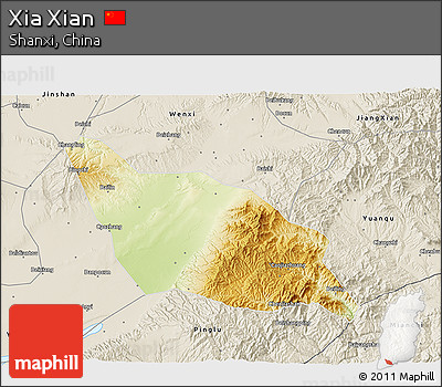 Physical 3D Map of Xia Xian, shaded relief outside