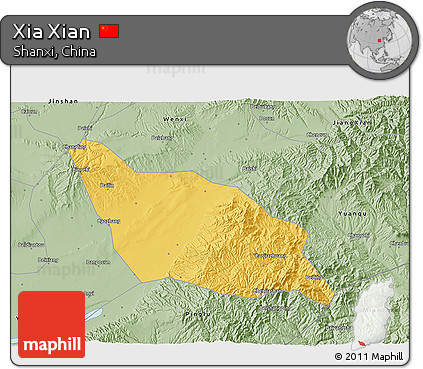 Savanna Style 3D Map of Xia Xian