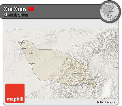 Shaded Relief 3D Map of Xia Xian, lighten