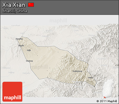Shaded Relief 3D Map of Xia Xian, lighten