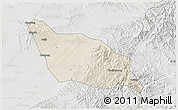 Shaded Relief 3D Map of Xia Xian, lighten, semi-desaturated