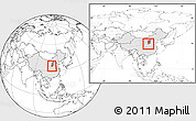 Blank Location Map of Xia Xian, highlighted country, highlighted parent region, within the entire country