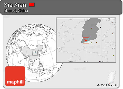 Blank Location Map of Xia Xian, highlighted country, highlighted parent region