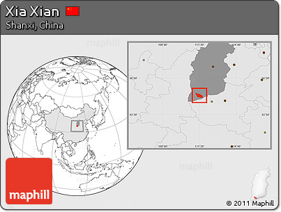Blank Location Map of Xia Xian, highlighted country, highlighted parent region