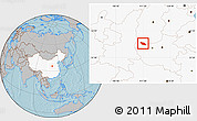 Gray Location Map of Xia Xian, highlighted country, hill shading