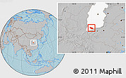 Gray Location Map of Xia Xian, highlighted parent region, hill shading
