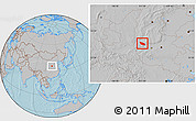 Gray Location Map of Xia Xian, hill shading