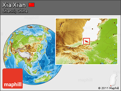 Physical Location Map of Xia Xian, highlighted parent region