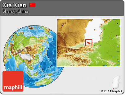 Physical Location Map of Xia Xian, highlighted parent region